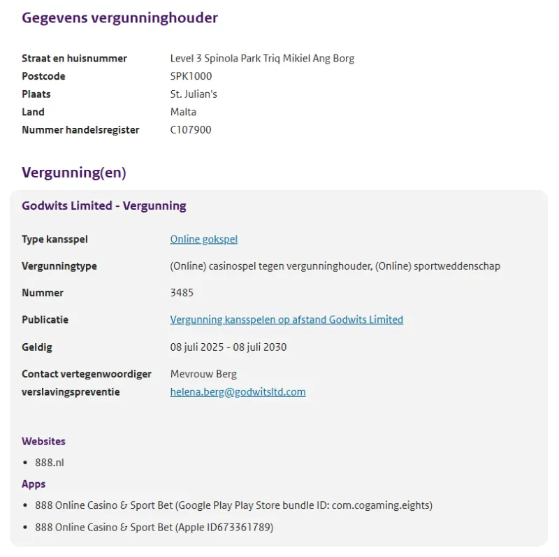 Vergunning 888 casino en sport