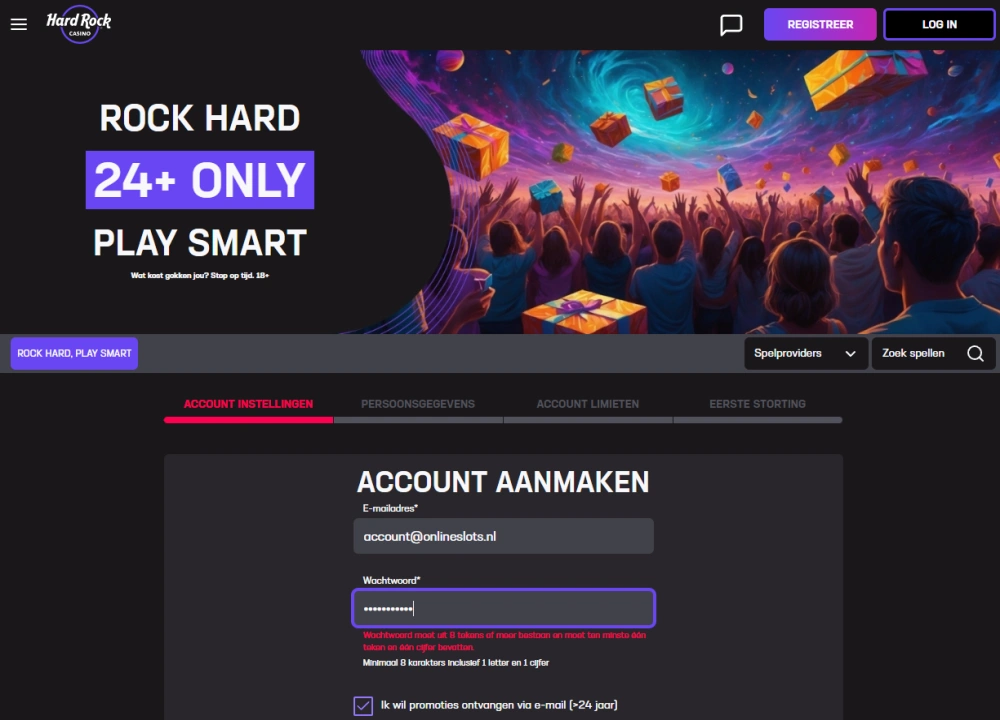 hard rock account aanmaken