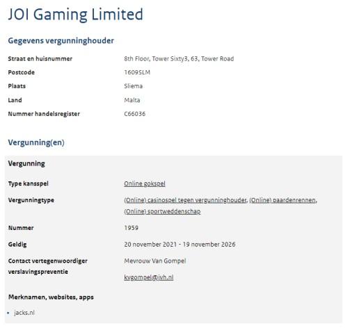 JOI Gaming Kansspelautoriteit