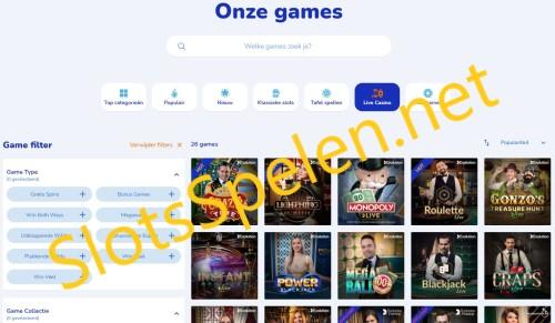 Live Casino lobby Kansino