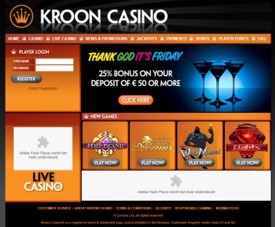Kroon Casino website 2014