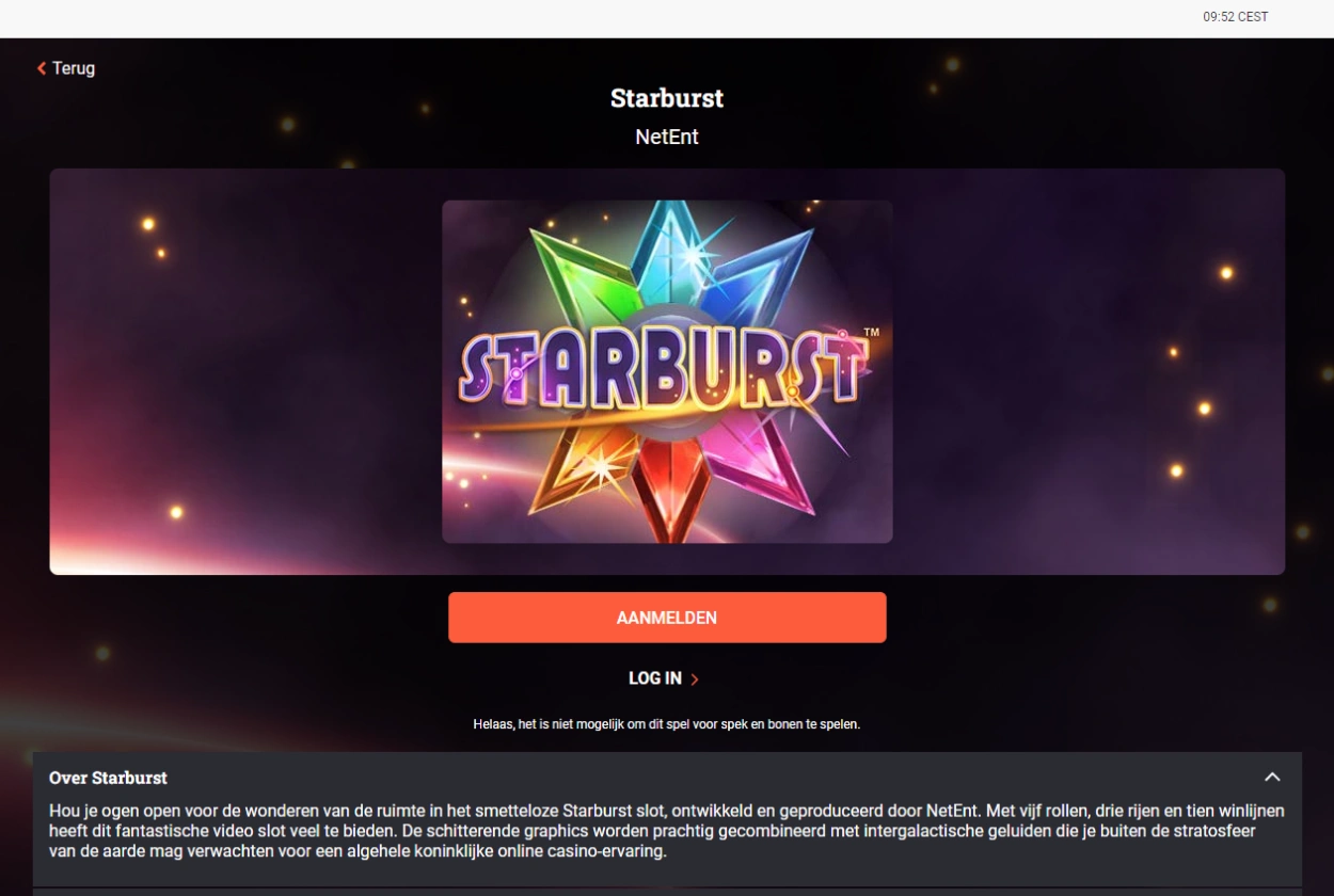 Leovegas Starburst scherm