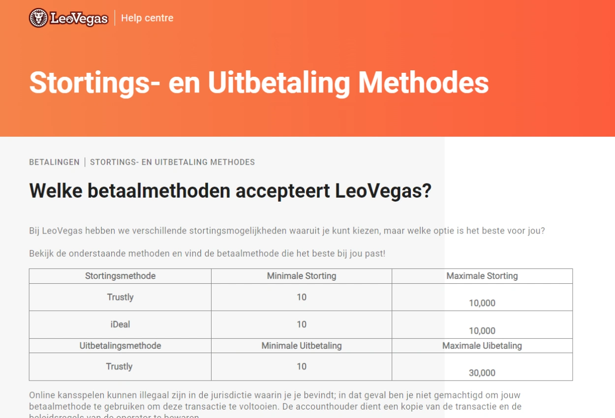 Leovegas Storten