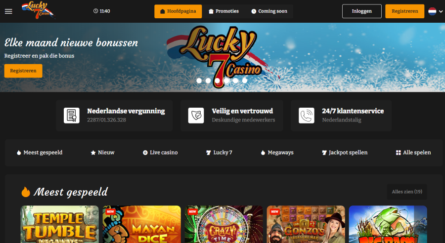 Lucky 7 Casino review van OnlineSlots.nl - Let's get Lucky!