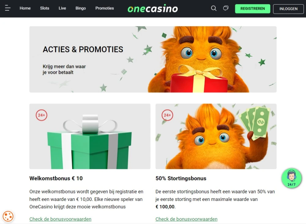 Acties en promoties OneCasino