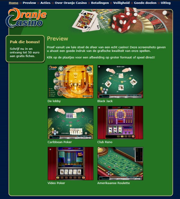 Oranje Casino website 2005