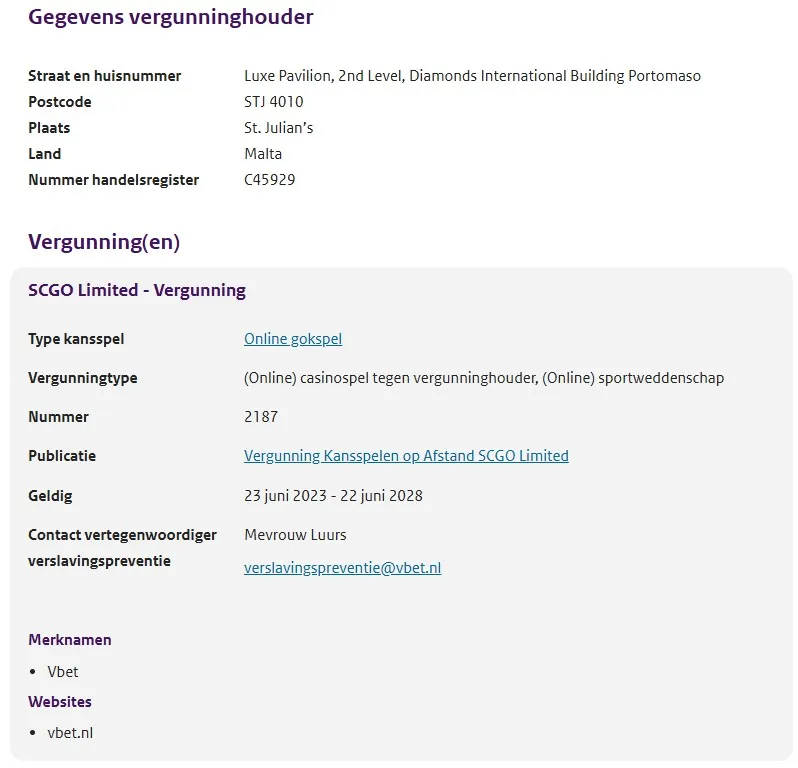 Vergunning VBET KSA
