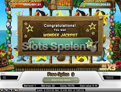 Tiki Wonders Jackpot Winst