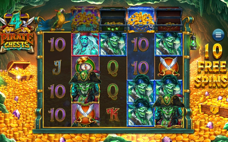 4 Pirate Chests gratis spins