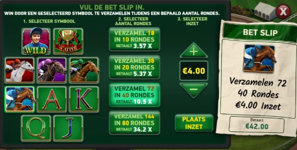 Bet slip ingevuld