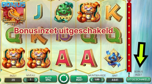 Bonusinzet uitgeschakeld