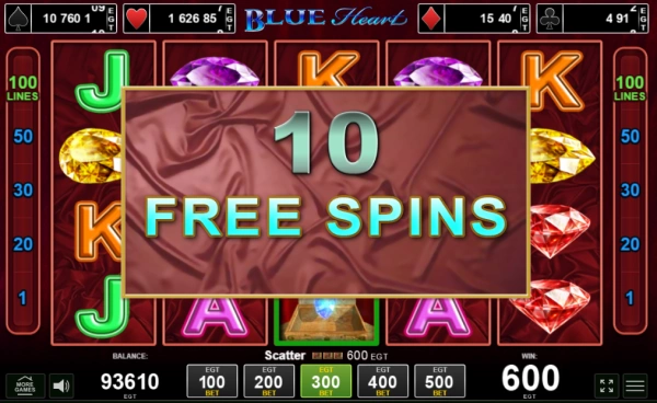 free spins blue heart