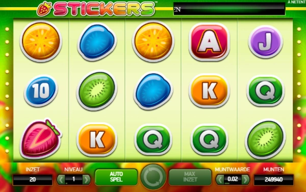 Stickers gokkast printscreen